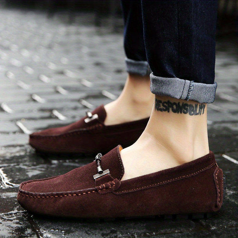 Men's Trendy Breathable Slip On Lace Free Loafers, Causal Outdoor Walking Shoes