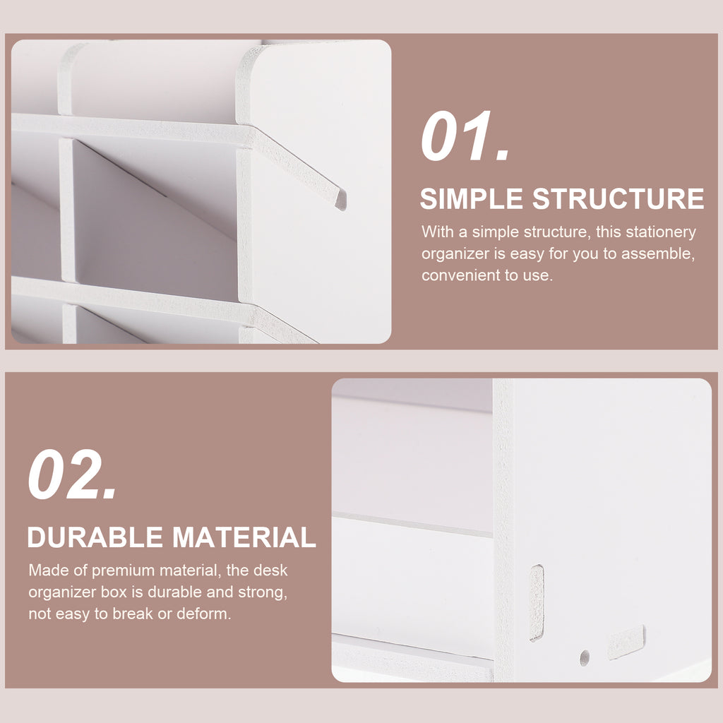 Desktop Storage Box Wood Office Stationery Organizer School Office Pen Stand Living Room Coffee Table Remote Control Organizer