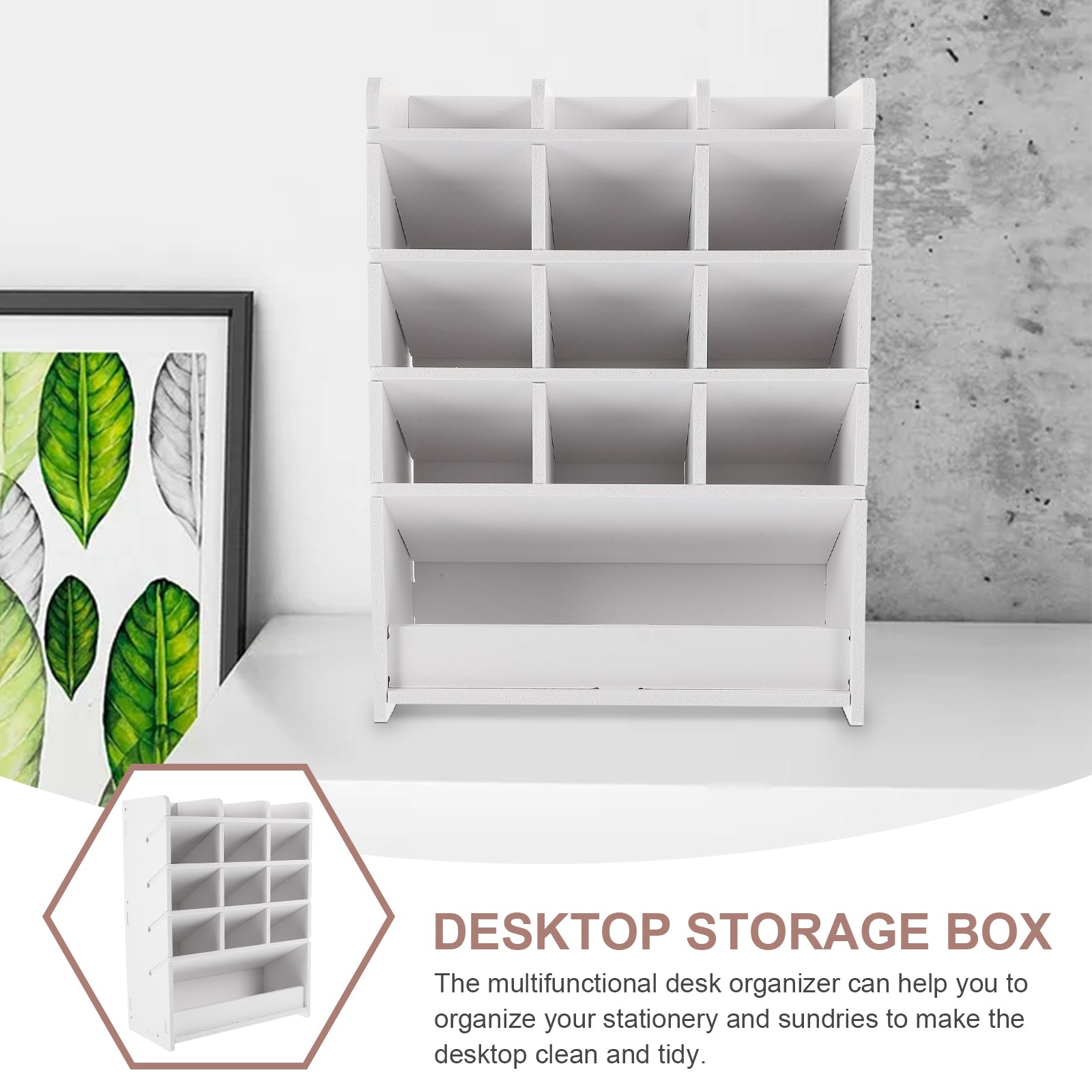 Desktop Storage Box Wood Office Stationery Organizer School Office Pen Stand Living Room Coffee Table Remote Control Organizer