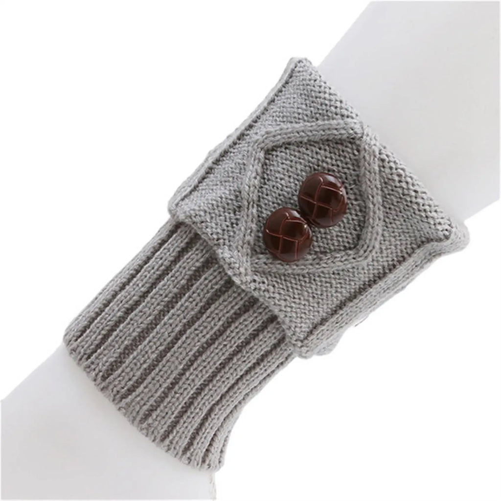 Winter Women Leg Warmers Socks Sports Outdoor Knit Boot Toppers Button Crochet