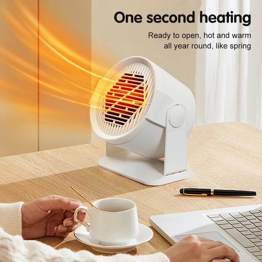 Portable Desktop Electric Heater for Home and Office, Mini Warm Air Fan for Desk Use and Foot Warmer for Cozy Comfort