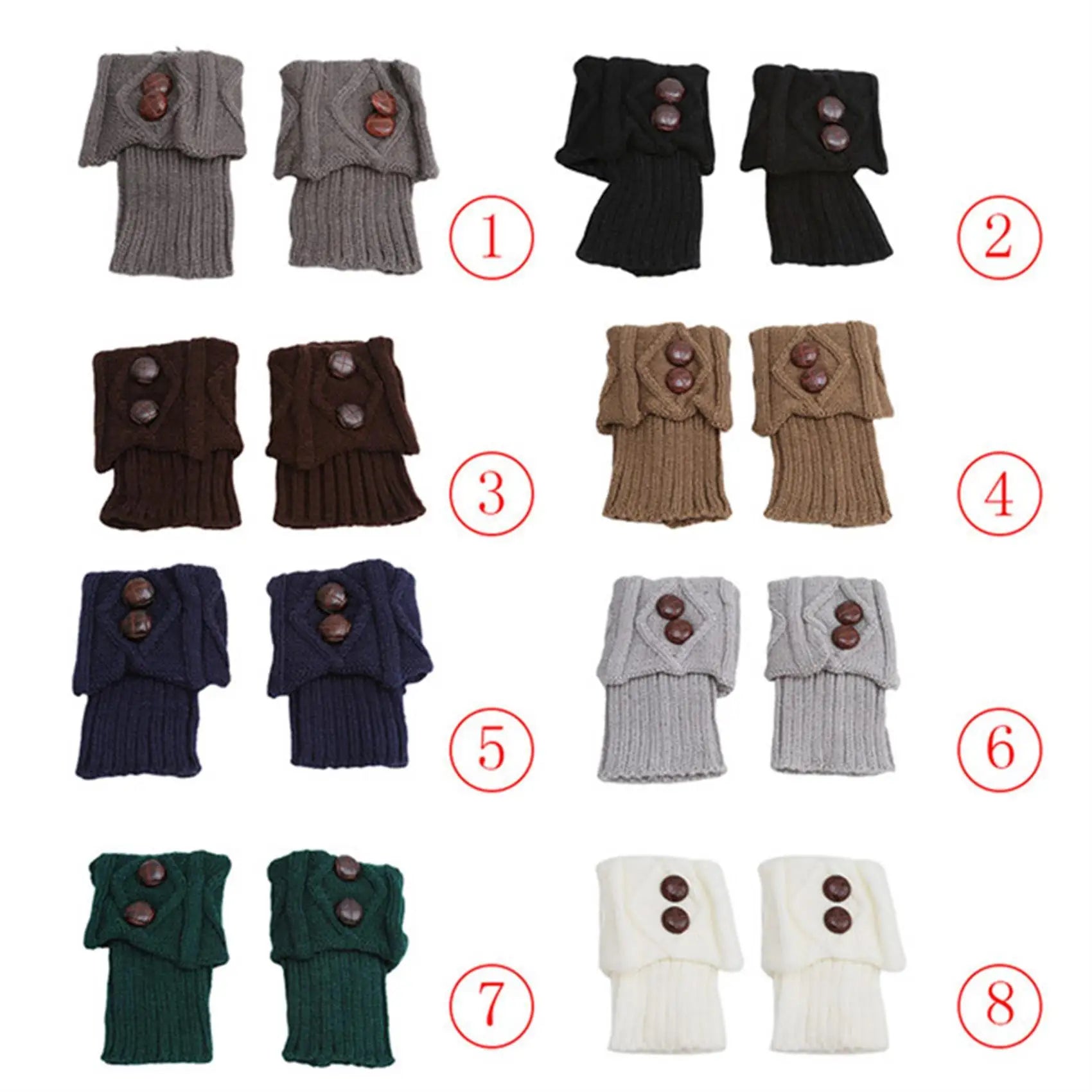 Winter Women Leg Warmers Socks Sports Outdoor Knit Boot Toppers Button Crochet