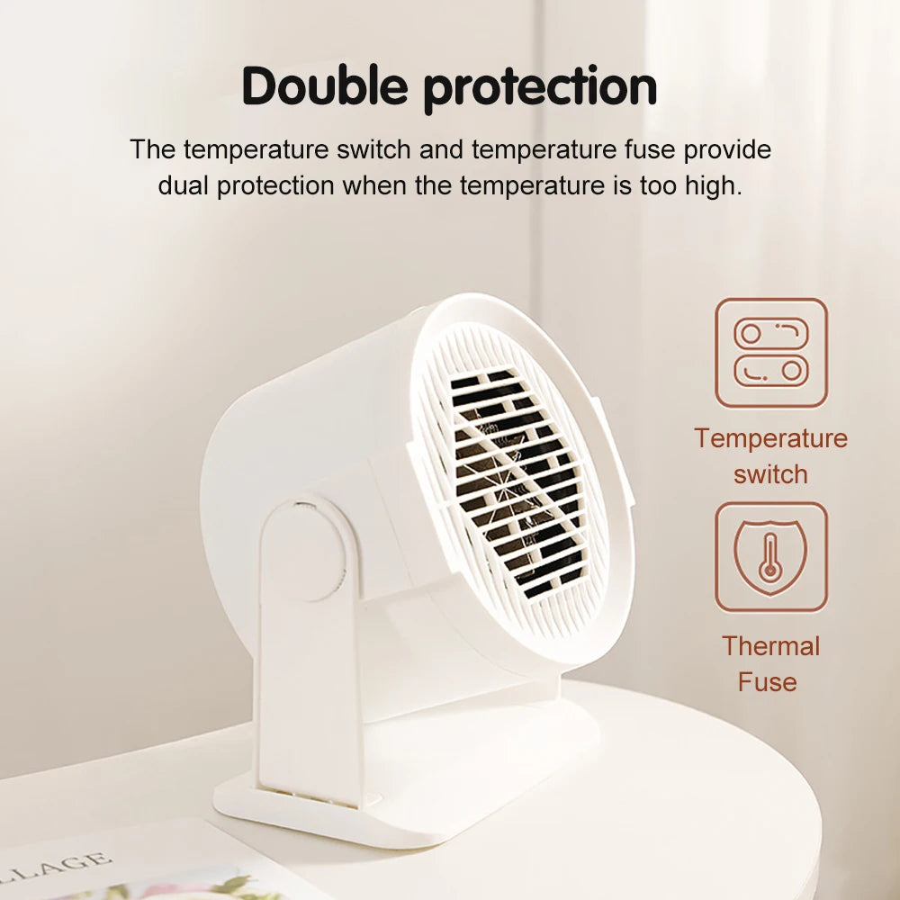 Portable Desktop Electric Heater for Home and Office, Mini Warm Air Fan for Desk Use and Foot Warmer for Cozy Comfort