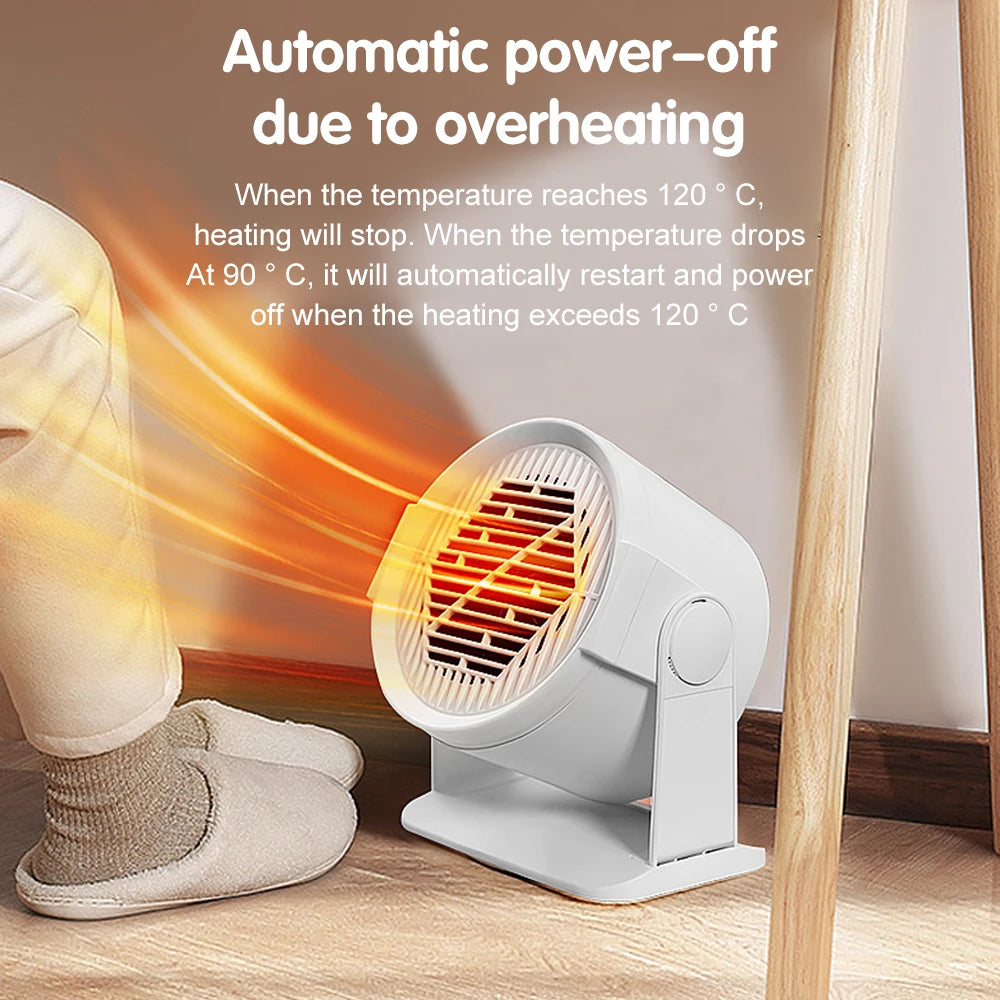 Portable Desktop Electric Heater for Home and Office, Mini Warm Air Fan for Desk Use and Foot Warmer for Cozy Comfort