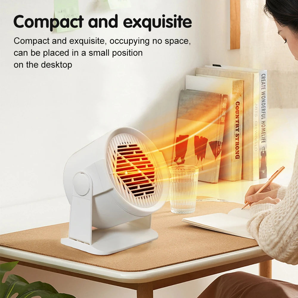 Portable Desktop Electric Heater for Home and Office, Mini Warm Air Fan for Desk Use and Foot Warmer for Cozy Comfort