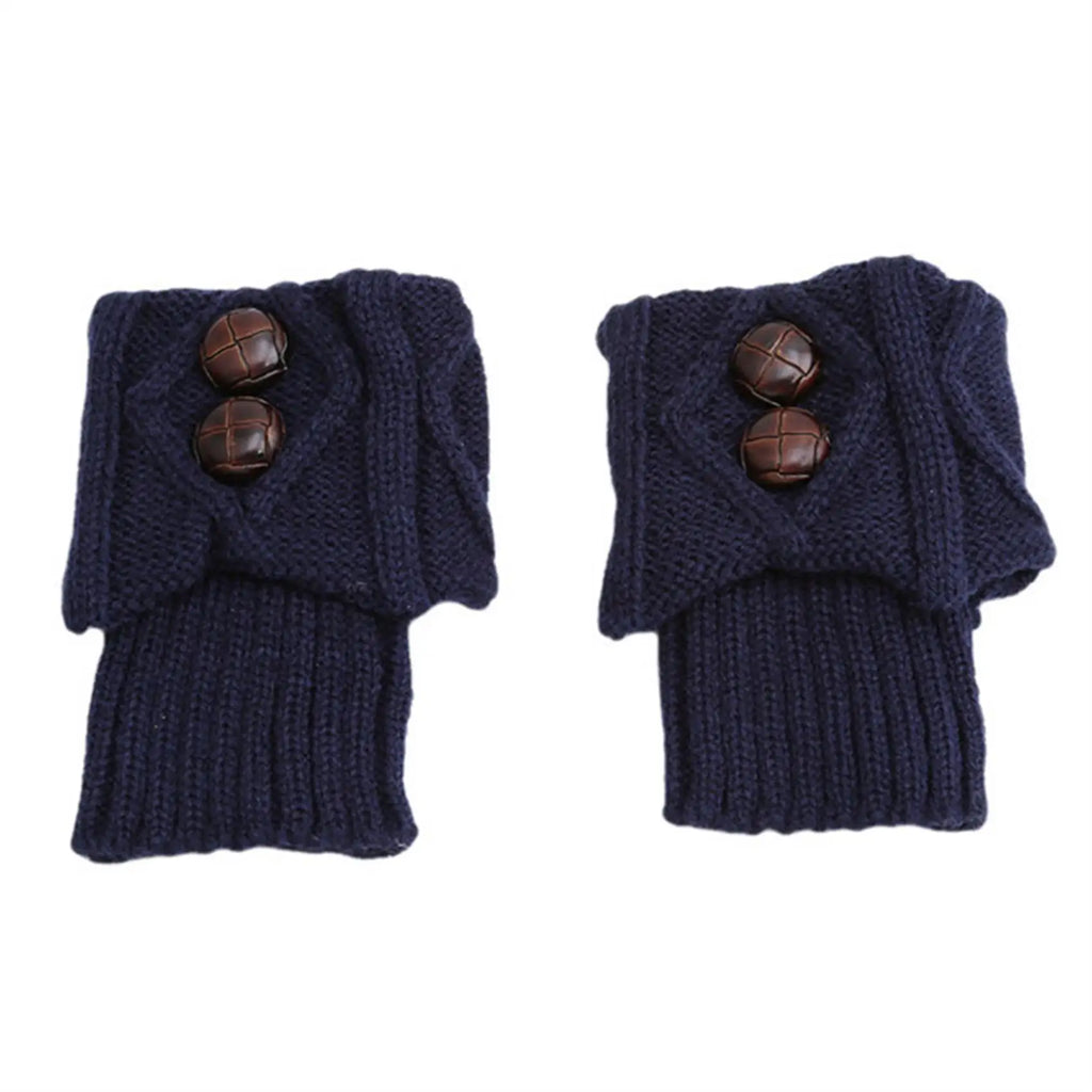 Winter Women Leg Warmers Socks Sports Outdoor Knit Boot Toppers Button Crochet