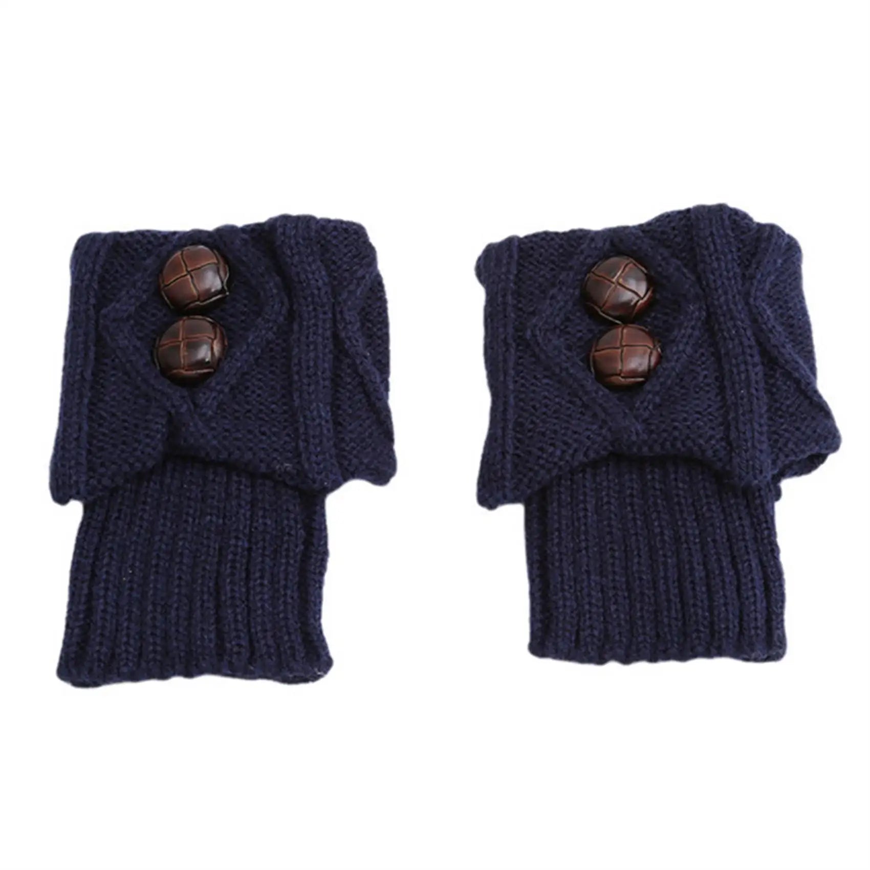 Winter Women Leg Warmers Socks Sports Outdoor Knit Boot Toppers Button Crochet