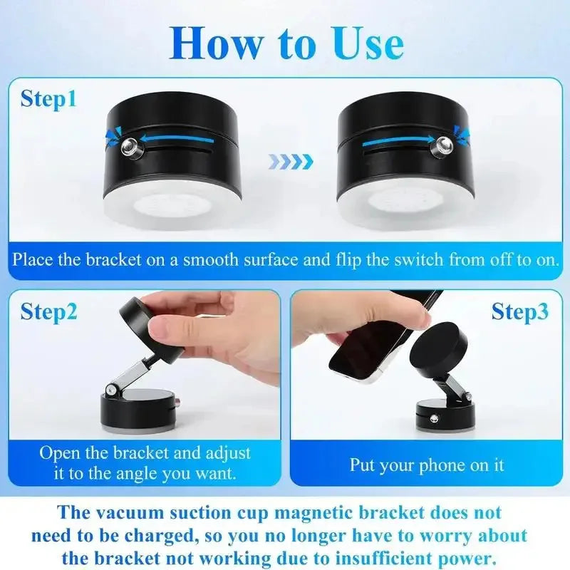 Magnetic Phone Holder Stand, Adjustable & Foldable, Strong Suction Cup, Vacuum Adsorption, Portable Multifunctional Mobile Phone