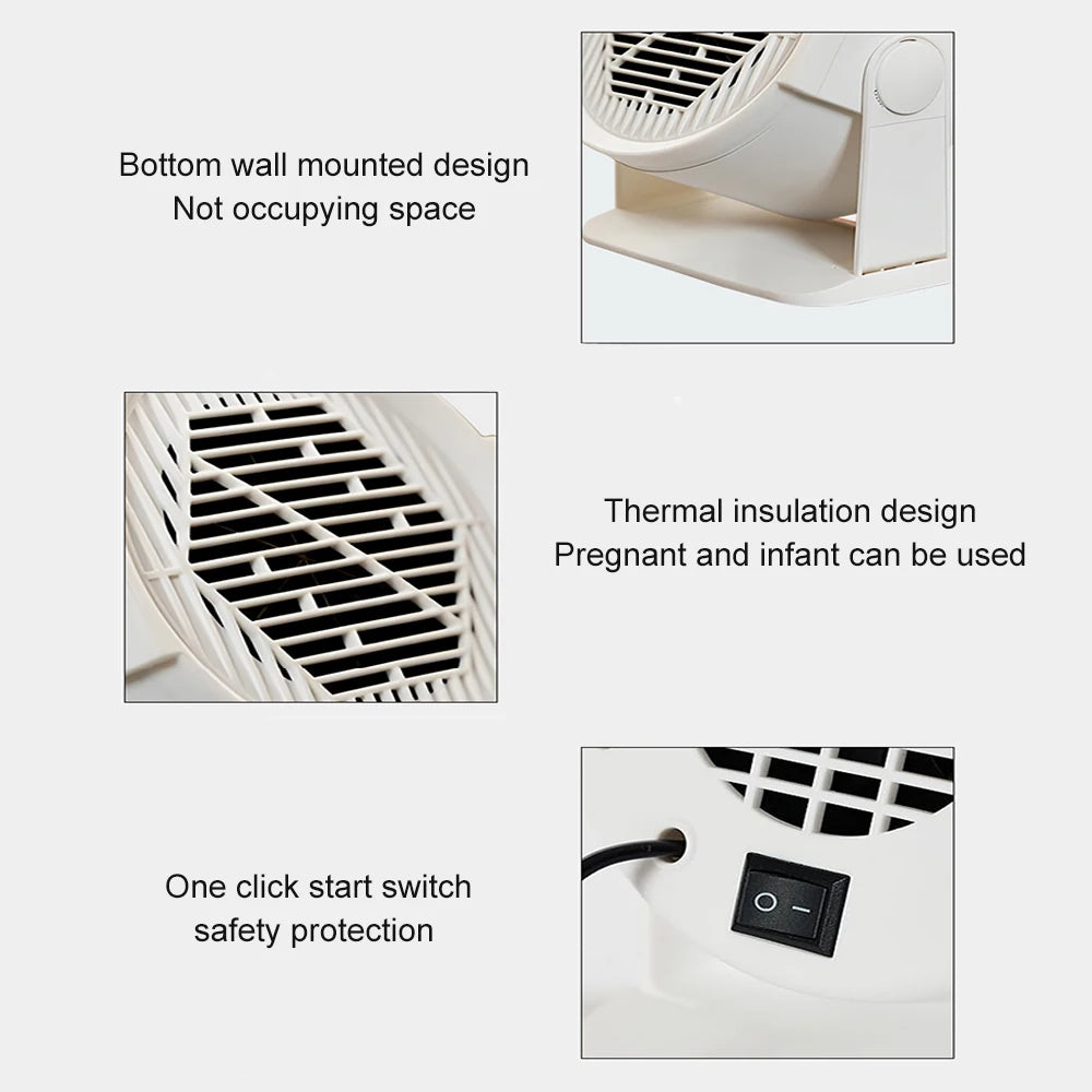 Portable Desktop Electric Heater for Home and Office, Mini Warm Air Fan for Desk Use and Foot Warmer for Cozy Comfort