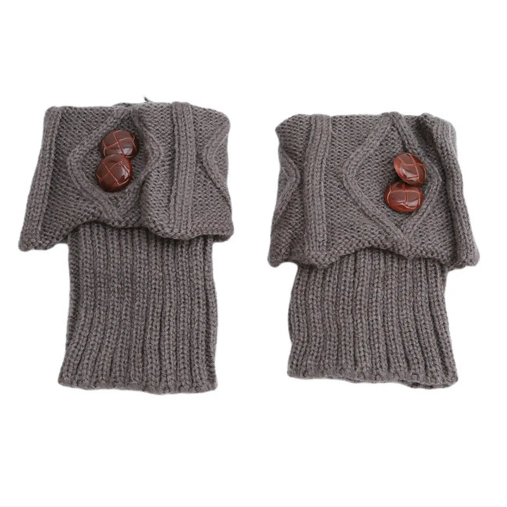 Winter Women Leg Warmers Socks Sports Outdoor Knit Boot Toppers Button Crochet