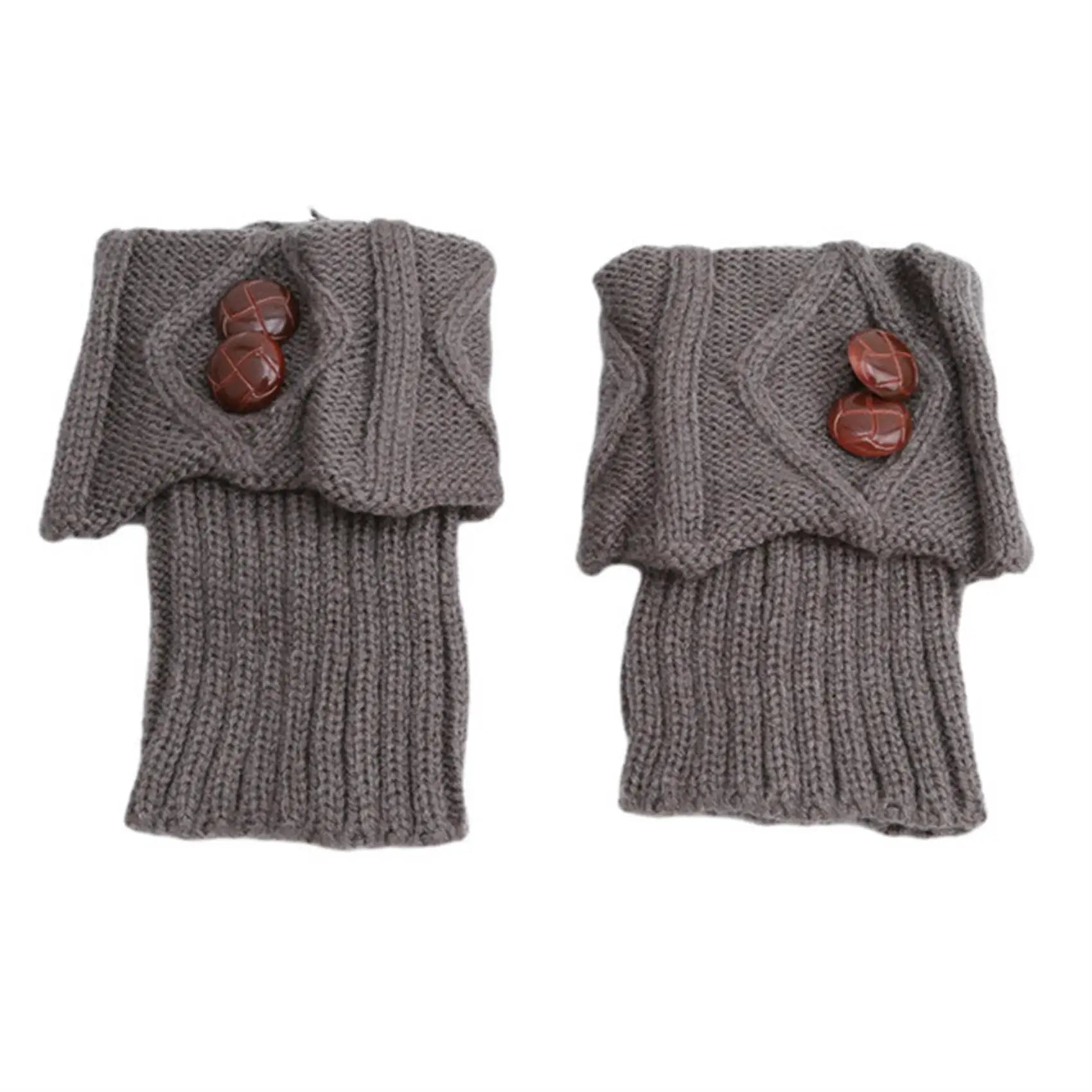 Winter Women Leg Warmers Socks Sports Outdoor Knit Boot Toppers Button Crochet