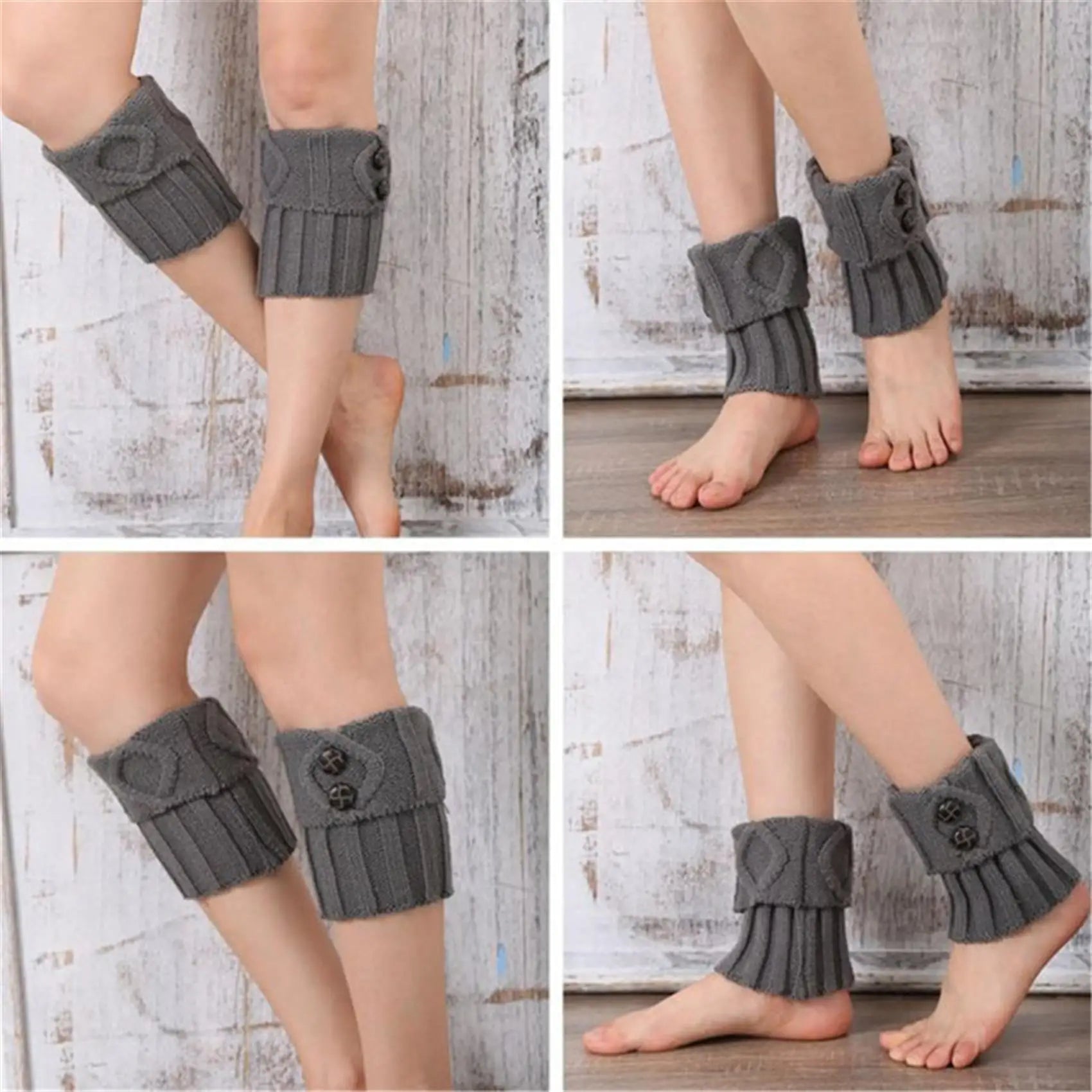 Winter Women Leg Warmers Socks Sports Outdoor Knit Boot Toppers Button Crochet