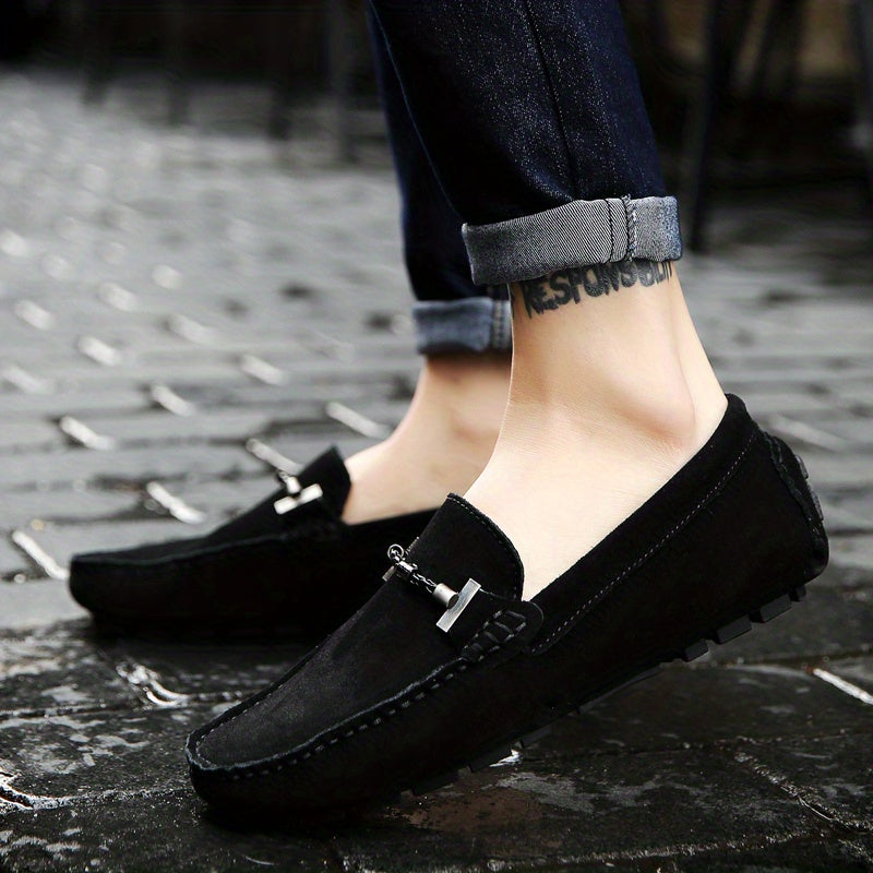 Men's Trendy Breathable Slip On Lace Free Loafers, Causal Outdoor Walking Shoes