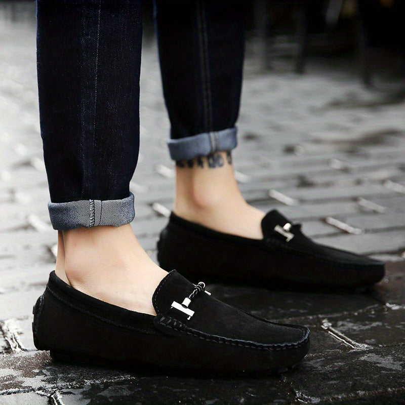 Men's Trendy Breathable Slip On Lace Free Loafers, Causal Outdoor Walking Shoes